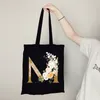 spetsbrev serie handväska damer butik väska fällbar återanvändbar tyg shoppare harajuku stil väska student canvas tygväska j7bf#