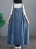 Robes décontractées Denim surdimensionné été longue robe à bretelles femmes irrégulière Modis lâche volant plissé dames sans manches femme