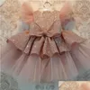 Mädchen Kleider Pailletten Kuchen Doppel Baby Mädchen Kleid 1 Jahr Geburtstag Geboren Party Vestidos Taufe Ballkleid Kleidung Drop Lieferung kinder Dhixq