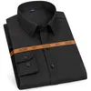 Effen stretch overhemd met lange mouwen, gemakkelijk te onderhouden, formeel zakelijk kantoor-/werkkleding, standaard pasvorm, effen sociale overhemden 240327