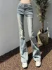 Damenjeans Duomofu Frühlings-Klassiker-Reißverschluss-Knopf-Chic-Flare-Frauen-Hohe-Taille-Schlank-Mode-Volllänge-Einfache-Gerade-Damen-Jeans