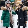 Down Coat 2021 Girl Clothing Winter Warm Hooded Jacket Cotton-Padded Long Clothes Children Thicken Parka Overcoat Faux Fur 4-14 Y Drop Dhged