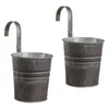 Decorative Flowers Hanging Planter Garden Pots: Metal Outdoor Hanger Flower Planters Basket Railing Bucket 2pcs