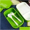 Bottles Jars Creative Creative Eco-Findly Lunch Fox for Kids 1400ml Food Cintainer Portable Bento Leakproof Microwavable Storage 210423 D Dh1tc