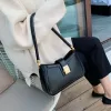 temperament Women's Handbag New Mo Bag Vintage PU Leather Versatile Black One Shoulder Underarm Bag m8Zt#