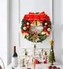 Decorative Flowers Christmas Wreath For Door Wall Windows Artificial Poinsettia Xmas Decoration With Tinkle Bell Bowknot And Small Ornaments