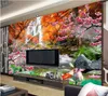 Fondos de pantalla Mural personalizado Papel tapiz 3D Montaña Cascada Flores Decoración para el hogar Pintura Murales de pared para paredes de sala de estar 3 D