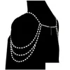 Naszyjniki wiszące mody elegancki mtilayer łańcuch perłowy Pearl Naszyjnik Women Trendy Shoder Bridal Biżuteria Dostawa Pend Otxjd