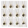 Pendant Necklaces Fashion 12 Constellation For Women Men Gold Chain Zodiac Sign Round Necklace Black And White Couple Jewelry Birthday Dh9F0