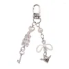 Keychains Heart Lock Bear Bead Charm Pendant Chain Phone Straps Pocket Keychain Strap