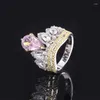 Cluster Rings Romantic Pink Yellow Drop High Carbon Diamond Gemstone S925 Sterling Silver Crown Ring For Women Luxury Jewelry Birthday Gift