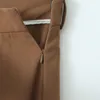 Abito da ballo vintage francese Gonna ombrello a trapezio di media lunghezza Plus Size Abbigliamento donna Twill di buona qualità Fondo marrone castagna 181r #