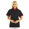 unisex Kitchen Chef Jacket Men Or Women Canteen Workwear Hotel Uniform Mandarin Collar Short Sleeves Chef Coat Working Clothes S5G6#