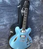 Custom Shop Dave Grohl 335 Metallic Pelham Blue Semi Hollow Body Jazz Chitarra elettrica Guitarra Double Diamond Holes Split Diamond5935666