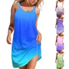 Robes décontractées Dégradé Sexy Robe de plage pour femmes 3D Imprimer Été sans manches Hawaii BeachTank Beachwear Filles Sling Night Mini