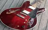Custom Shop Wine Red 335 Semi Hollow Body Flame Maple Top Jazz Electric Guitar Chrome Hardware White MOP Block inlay Grover Tune6945350