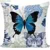 Pillow Blue Butterfly Flower Decorative case Living Room Sofa Office Seat Cushion Cover Bedroom Home Decor Throw Y240401