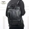 Bolsas de almacenamiento Mochila de cuero para hombres Casual y simple Negocio Negro Bolsa de computadora Viaje de gran capacidad