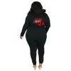 XL-5XL 2022 Inverno Plus Size Define Mulheres Fatos Cor Sólida Lg Manga Hoodies Pant Suits Sportsuit Atacado Dropship y5Mi #