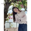 Frauen Blusen Koreanische Süße Dreidimensionale Blume Stickerei Revers Shirts Rüschen Patchwork Dünne Lange Hülse Crop Top Ästhetischen