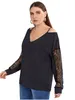 Plus-storlek LG Sleeve Spring Summer Fi Elegant T-shirt Kvinnor Cold Shoulder Lace Patchwork Blus Top Big Size Clothing 4xl U0F1#