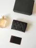 Luxe C Fi Femmes Porte-cartes Fold Rabat Modèle Classique Caviar Agneau Gros Femme Noire Petit Mini Portefeuille Pure Couleur Pebble Leath I45X #