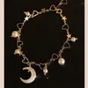 Bracelets de charme exquis brillant zircon étoile lune perle cristal perles bracelet pour femmes personnalité mode fête de mariage bijoux cadeaux