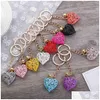 Keychains Lanyards 2st Metal Hollowed Form Keychain med Bell for Women Girl Key Colorf Keyring Accessories R231005 Drop Deli DHQKT