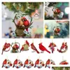 Décorations de Noël Pendentif oiseau rouge Décoration acrylique Ornement Voiture Lustre suspendu Drop Livraison Maison Jardin Fête Fête Supp Dhvc7