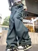 Dames Jeans Gewassen Zak Hoogbouw Rechte pijpen Amerikaanse Retro Straat Wijde Pijpen Overalls Harajuku Stijl Hip Hop Y2k Broek