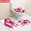 Zasłony prysznicowe Wysokiej jakości kwiat śliwki Zestaw zasłony łazienki Cokoł przeciwpoślizgowy dywan toaletowy dywaniki do kąpieli