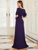 Robe de soirée élégante Lg A-ligne O-cou à manches courtes Robe de longueur au sol 2024 Ever Pretty de Purple Mermaid Prom Femmes Dr j3am #