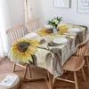 Table Cloth Vintage Flowers Butterflies Yellow Sunflower Tablecloth Rectangular Holiday Cover Dinner Decor Waterproof