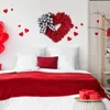 Couronnes de fleurs décoratives pour la Saint-Valentin, guirlande suspendue en forme de cœur avec nœud papillon noir et blanc, décorations pour porte de la maison