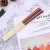 Dekorativa figurer Rainbow Folding Fan Lovers Dåligt tyg LGBTQ Gift Gay Wedding Decors 23cm Bambu fans