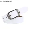 RAINIE SEAN White Belt Women Cowskin Genuine Leather Women Belt High Quality Brand Buckle Ladies Belts for Jeans 110cm 240315