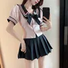 2024 Japonais School Girl Uniforme Jugement JK Sailor Basic Carto Navy Sailor Uniform Set Femmes Girl College Style H2va #