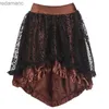 Jupes Skorts Steampunk gothique noir flocage fleuri Tulle et jupe victorienne à volants femmes devant court dos longues jupes asymétriques 8537 240330