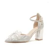 Chaussures habillées taille 30-44 bout pointu talon épais or femmes arc talons hauts mariage d'argent