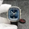 Ikwatches--Montre classique chronographe Quartz chronomètre cadran bleu ceinture en caoutchouc noir montres pour hommes sport carré Gent montre homme 252Q