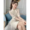 Basic Casual Dresses Summer Womens Chiffion Button Blazer Dress Office Causal Lady Fashion Y See Through Sleeve Drop Delivery Apparel Otmj5