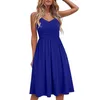 2024 Summer Womens Dress Solid Color Spaghetti Strap Beach Casual Loose Party A Line Midi Camisole Sundress Robe 240321