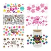 Window Stickers UVDTF Transfer Sticker Flower Theme för 16oz Libbey Glasses Wraps Cup Can DIY Waterproof Easy to Assual Dekaler D6247