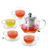 Set da tè Set da tè e caffè 9 in 1: vaso in vetro a forma di mela da 485 ml con coperchio filtro infusore in acciaio inossidabile 4 piattini per tazza da 100 ml