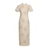 Abbigliamento etnico Classico Elegante Bianco Femminile Qipao Vintgae Colletto alla coreana Fiore di pizzo Cheongsam Y Abiti divisi Tradizionale Goccia Del Otvh2