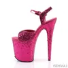 Dance Shoes Rose Red 20cm Sexy Sequin Waterproof Platform. High-heeled Pole Dancers Wear In The Summer