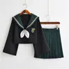 Zwarte Matrozenpakken met Korte Lengte Plooirok Japanse Schooluniformen Voor Meisjes Leuke Volledige Sets Cosplay JK Kostuum Serie p8Fx #