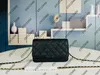 Retro Mirror Quality Designers Plånbok på kedjepåse Flap Quilted Black Purse Womens Real Leather Caviar Handväska axelväska