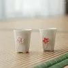 Ensembles de service à thé, tasse à thé en Jade blanc, fleur pincée à la main, pour dames, maître personnel, tasses pour Couple unique, boîte-cadeau