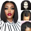 Wigs Bob Hair Synthetic Hair Wigs U Part Wig Short Bob For Black Women Daily Use 816 inch Yaki Straight Natural Color